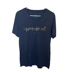 Bell & May I Surrender All Gray V Neck Tee Medium